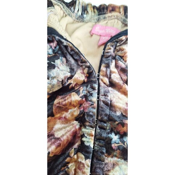 Sugar Thrillz Dolls Kill Floral Velvet Cropped Bustier Style Tank Top  Black XS - Picture 6 of 9